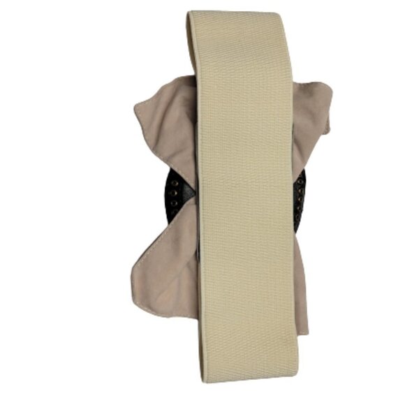 OVERSIZED Buckle Belt Large Ruffle Studded Buckle Grey Cream Womens Vintage Belt - Picture 15 of 16